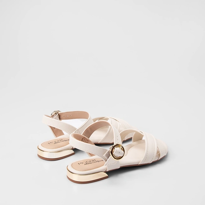Sandália Rasteira Feminina Modare Ultraconforto Flat Tiras Cruzadas Off White