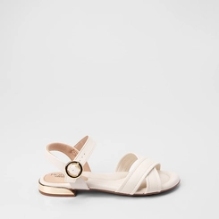 Sandália Rasteira Feminina Modare Ultraconforto Flat Tiras Cruzadas Off White