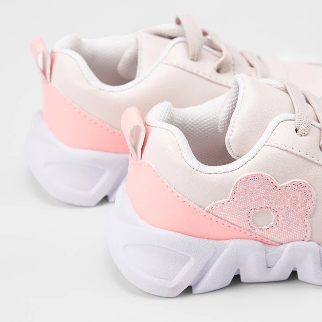 Tênis Casual Bebê Gabrielinha Jogging Recorte Glitter Marfim