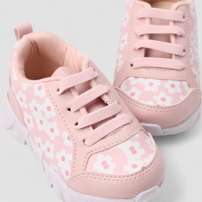 Tênis Casual Infantil Gabrielinha Floral Rosa