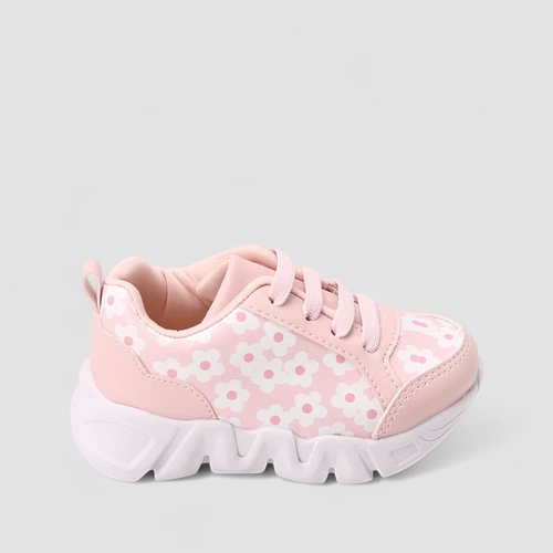 Tênis Casual Infantil Gabrielinha Floral Rosa