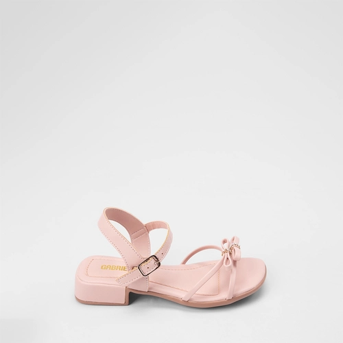 Sandália Infantil Gabrielinha Salto Bloco Laço Duplo & Strass Nude