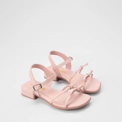 Sandália Infantil Gabrielinha Salto Bloco Laço Duplo & Strass Nude
