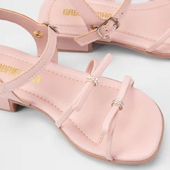 Sandália Infantil Gabrielinha Salto Bloco Laço Duplo & Strass Nude