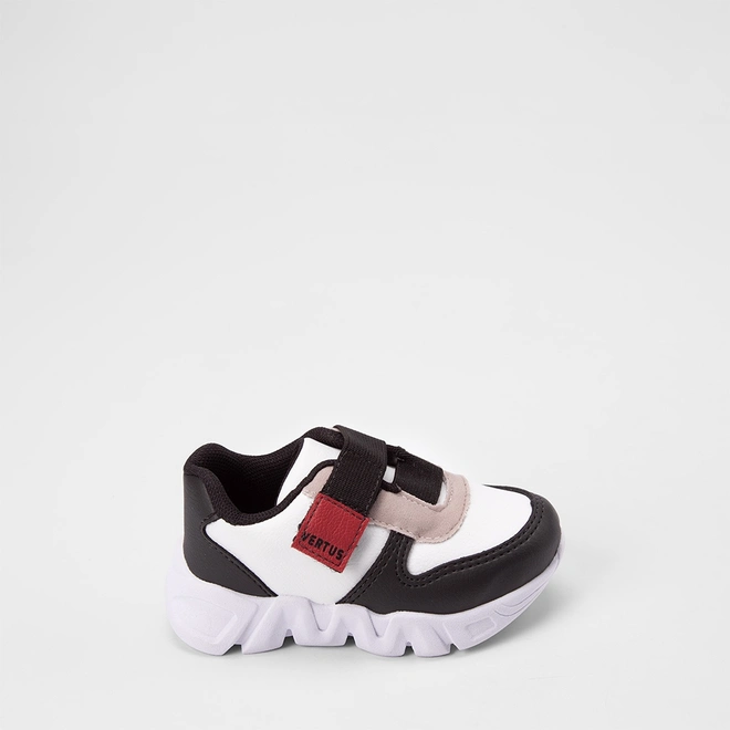 Tênis Casual Infantil Vertus Jogging Tira Contato Recortes Branco