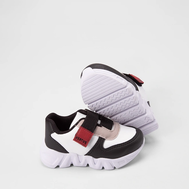 Tênis Casual Infantil Vertus Jogging Tira Contato Recortes Branco