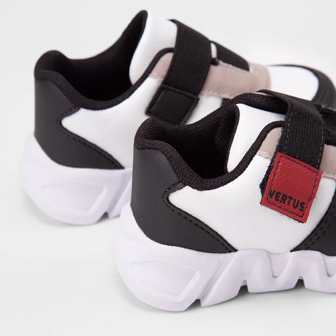 Tênis Casual Infantil Vertus Jogging Tira Contato Recortes Branco