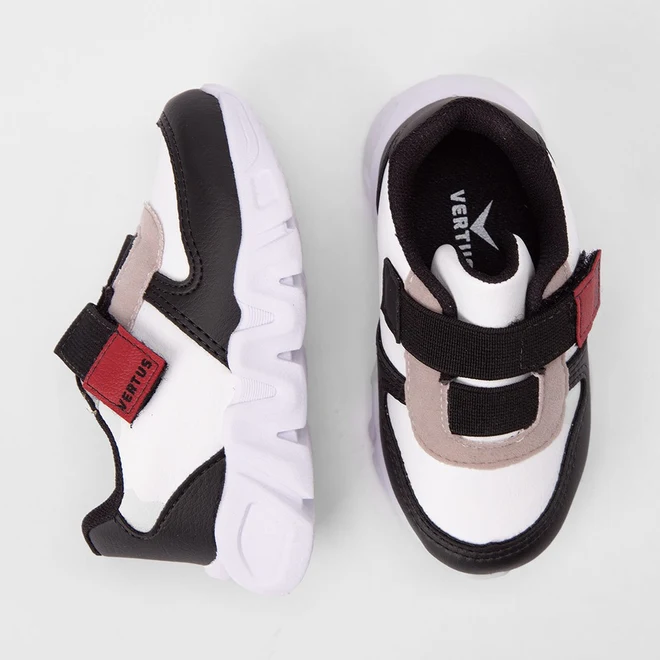 Tênis Casual Infantil Vertus Jogging Tira Contato Recortes Branco