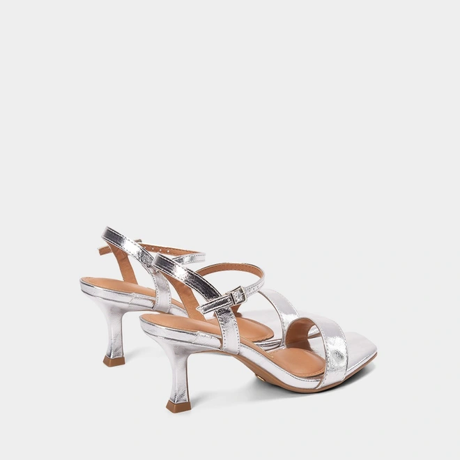 Sandália Feminina Vizzano Original Salto Flare Metalizado Prata
