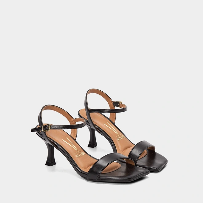 Sandália Feminina Vizzano Salto Flare Médio Preto