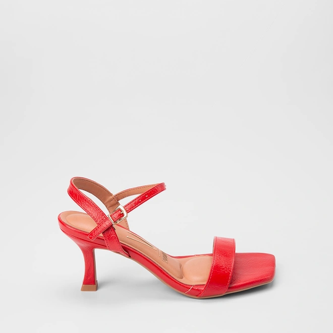 Sandália Feminina Vizzano Original Salto Flare Médio Vermelho