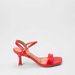 Sandália Feminina Vizzano Original Salto Flare Médio Vermelho