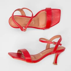 Sandália Feminina Vizzano Original Salto Flare Médio Vermelho
