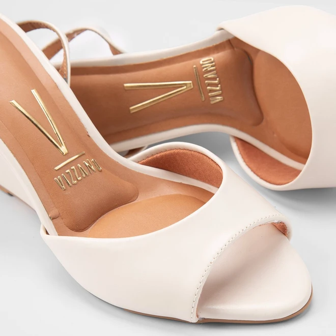 Sandália Feminina Vizzano Original Salto Anabela Off White