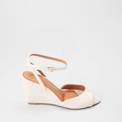 Sandália Feminina Vizzano Original Salto Anabela Off White