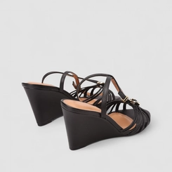 Sandália Feminina Vizzano Original Salto Anabela Tiras Preto