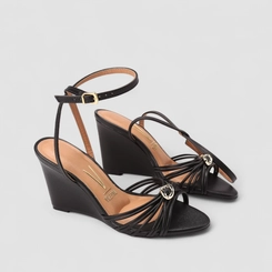 Sandália Feminina Vizzano Original Salto Anabela Tiras Preto