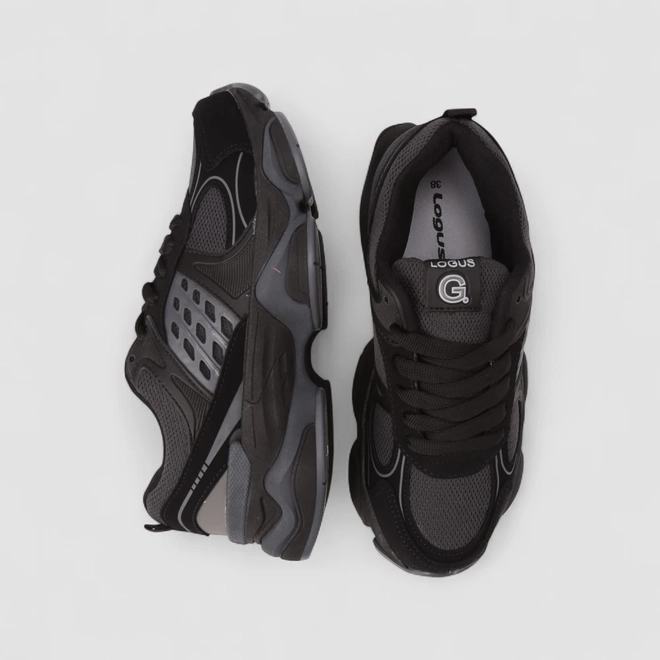 Tênis Casual Masculino Logus Mesh Original Recortes Preto