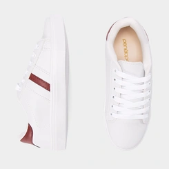 Tênis Casual Feminino Penélope Branco & Vermelho