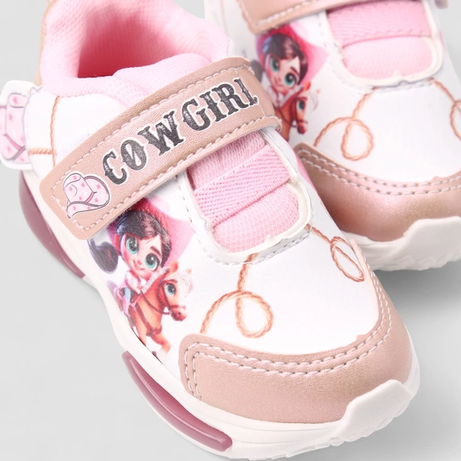 Tênis Casual Bebê Menina Gabrielinha Com Led CowGirl Rosa