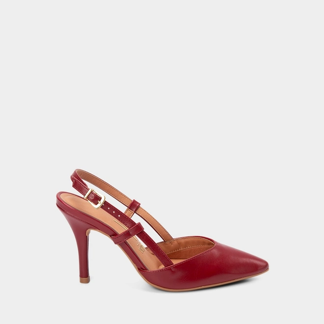 紅 Scarpin Slingback Feminino Vizzano Salto Alto Fino Vermelho