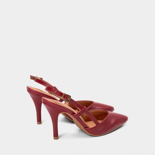 Scarpin Slingback Feminino Vizzano Salto Alto Fino Vermelho