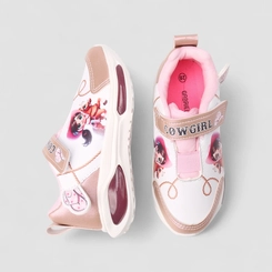 Tênis Casual Infantil Gabrielinha Cowgirl Metalizado Com Led Branco & Rosa