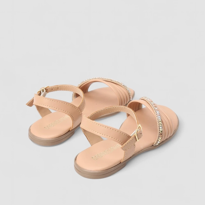 Sandália Infantil Gabrielinha Pedraria Multi Tiras Nude