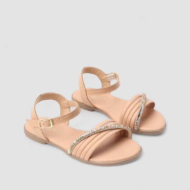Sandália Infantil Gabrielinha Pedraria Multi Tiras Nude