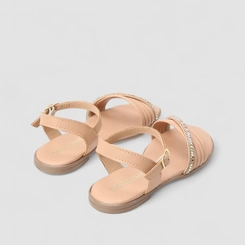 Sandália Infantil Gabrielinha Pedraria Multi Tiras Nude