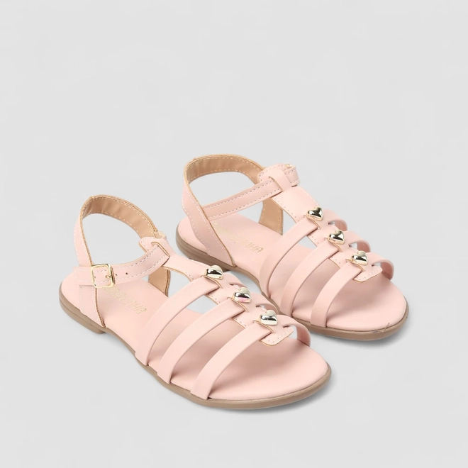 Sandália Infantil Gabrielinha Corações Multi Tiras Rosa
