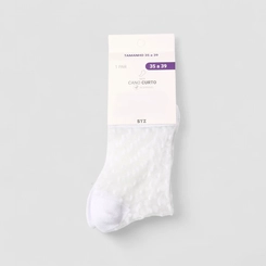 Meia Feminina STZ Poá Cano Curto 35-39 Branco