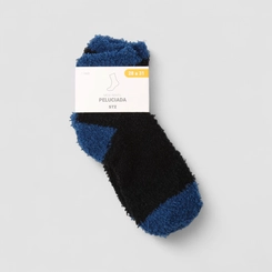Meia Peluciada Infantil STZ 28-31 Azul & Preto