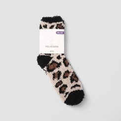 Meia Peluciada Feminina STZ Animal Print Onça 35-39 Multicolor