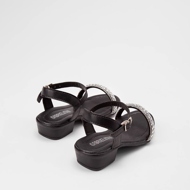 Sandália Infantil Gabrielinha Salto Bloco Strass Preto