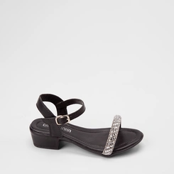 Sandália Infantil Gabrielinha Salto Bloco Strass Preto