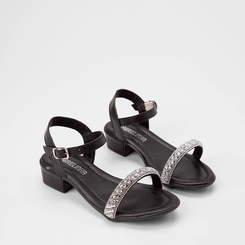 Sandália Infantil Gabrielinha Salto Bloco Strass Preto