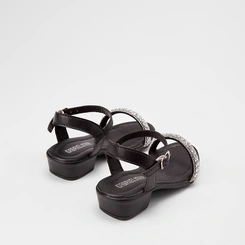 Sandália Infantil Gabrielinha Salto Bloco Strass Preto
