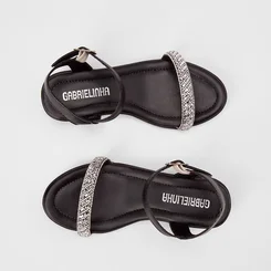 Sandália Infantil Gabrielinha Salto Bloco Strass Preto