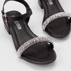 Sandália Infantil Gabrielinha Salto Bloco Strass Preto