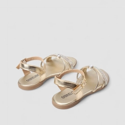 Sandália Rasteira Infantil Gabrielinha Strass & Pedraria Metalizada Ouro