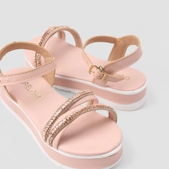 Sandália Infantil Menina Gabrielinha Brilho Rosa