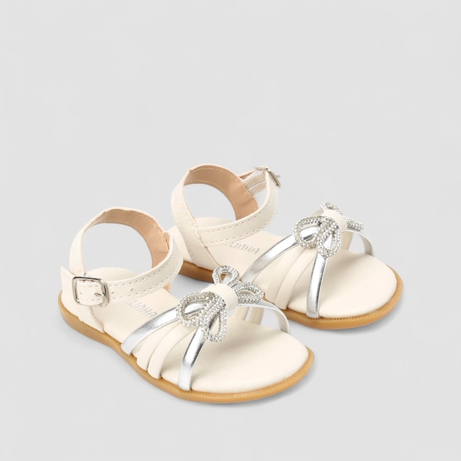 Sandália Infantil Gabrielinha Strass Multi Tiras Off White