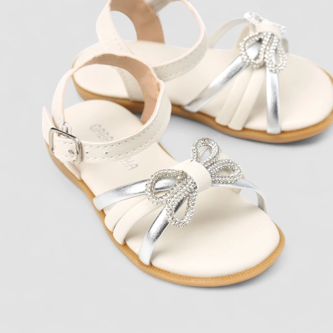 Sandália Infantil Gabrielinha Strass Multi Tiras Off White