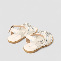 Sandália Infantil Gabrielinha Strass Multi Tiras Off White