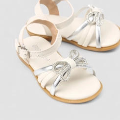 Sandália Infantil Gabrielinha Strass Multi Tiras Off White