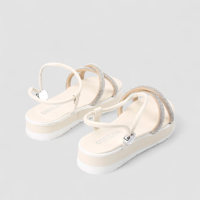Sandália Infantil Gabrielinha Strass Off White