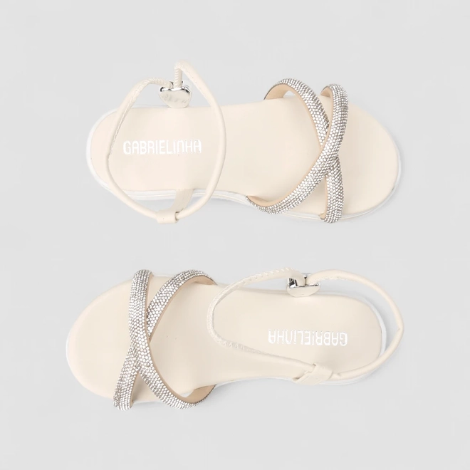 Sandália Infantil Gabrielinha Strass Off White
