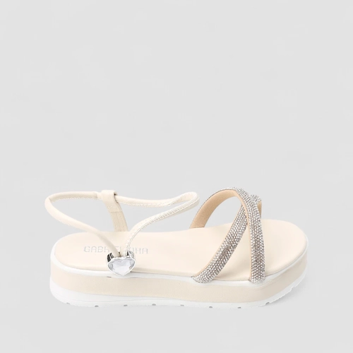 Sandália Infantil Gabrielinha Strass Off White