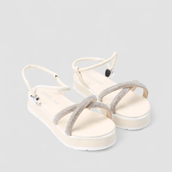 Sandália Infantil Gabrielinha Strass Off White